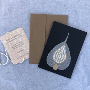 Susan Twining Creations - Greeting Card with Bodhi Leaf and Gold Accents, Stationery, Susan Twining Creations, Sacramento . Shop