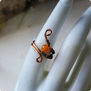 Island Girl Art - Wire Wrapped Ring-Orange Agate, Jewelry, Island Girl Art by Rhean, Atrium 916 - Sacramento.Shop