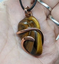 Load image into Gallery viewer, Arcane Moon - Cold forged Copper Wrapped Tigereye Pendant, Jewelry, Arcane Moon, Atrium 916 - Sacramento.Shop
