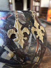 Load image into Gallery viewer, Susan Twining Creations - Textured Gold Fleur-de-lis Drop Earrings, Jewelry, Susan Twining Creations, Sacramento . Shop
