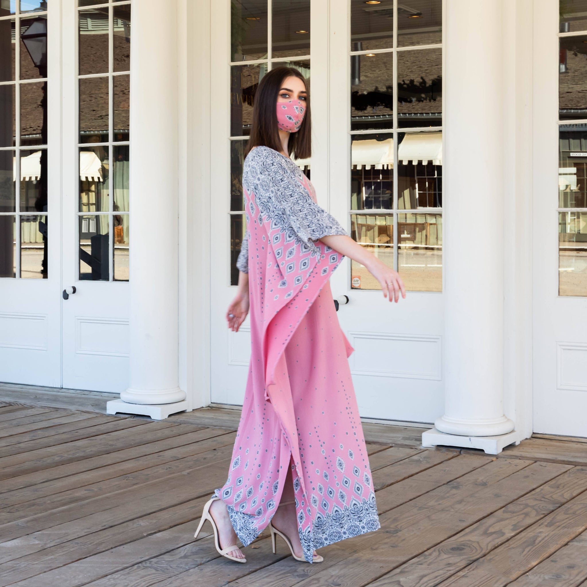 Yennie Zhou Designs - Royal Modern Elegant Rose Pink Maxi Kaftan Dress Atrium 916 - Sacramento.Shop Yennie Zhou Designs - Royal Modern Elegant Rose Pink Maxi Kaftan Dress Atrium 916 - Sacramento.Shop