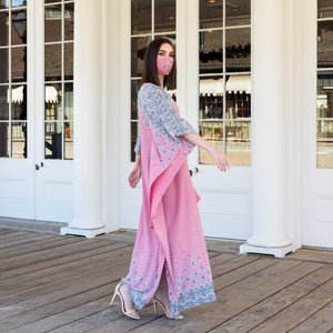 Yennie Zhou Designs - Royal Modern Elegant Rose Pink Maxi Kaftan Dress w/ Matching Mask, Fashion, Yennie Zhou Designs, Sacramento . Shop