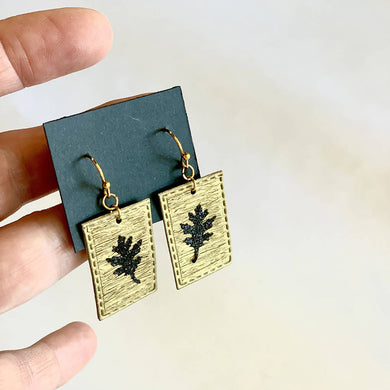 Susan Twining Creations - Textured Gold Earrings with Sparkling Black Oak Leaves, Jewelry, Susan Twining Creations, Sacramento . Shop