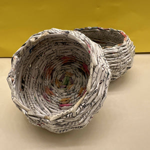 Paper Zen Designs - A Set of Two Paper Weaved Round Basket Containers, Home Decor, Paper Zen Designs, Atrium 916 - Sacramento.Shop