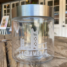 Load image into Gallery viewer, Peace Core Glass Art - Sacramento Wide Mouth Jar w/ Metal Lid, Glasswork, Peace Core Glass Art, Atrium 916 - Sacramento.Shop
