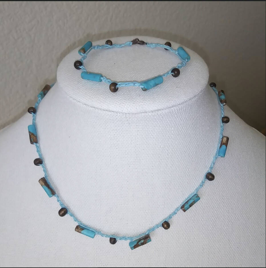 Creations by Jennie J Malloy- Jasper on turquoise Necklace/Bracelet Set, Jewelry, Creations by Jennie J Malloy, Atrium 916 - Sacramento.Shop