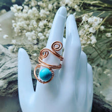 Load image into Gallery viewer, Island Girl Art - Wire Wrapped Ring- Turquoise Copper, Jewelry, Island Girl Art by Rhean, Atrium 916 - Sacramento.Shop
