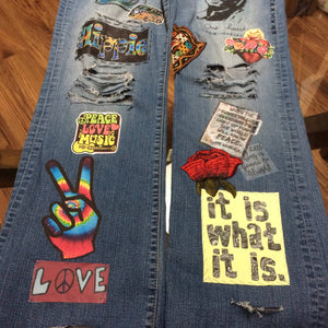 Maggie Devos - Hippie throwback jeans - Embellished & distressed - Size 12, Fashion, Maggie Devos, Sacramento . Shop
