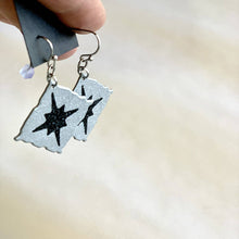 Load image into Gallery viewer, Susan Twining Creations - Silver Tilted Square Earrings with Sparkly Black Northern Star, Jewelry, Susan Twining Creations, Sacramento . Shop
