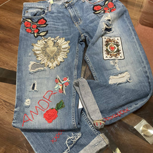 Maggie Devos- Embellished Jeans w/Heart Amor, Fashion, Maggie Devos, Atrium 916 - Sacramento.Shop