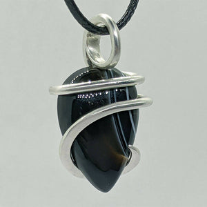 Arcane Moon - Sterling Silver Wrapped Banded Agate Pendant, Jewelry, Arcane Moon, Atrium 916 - Sacramento.Shop