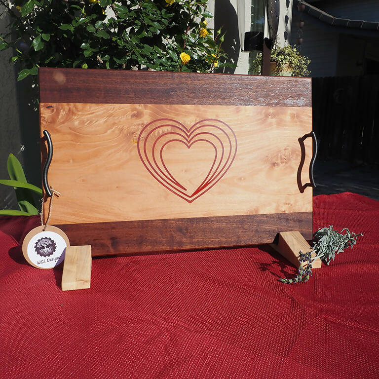 WCS Designs- Serving/Charcuterie board with Red Heart inlay, Wood Working, WCS Designs, Atrium 916 - Sacramento.Shop