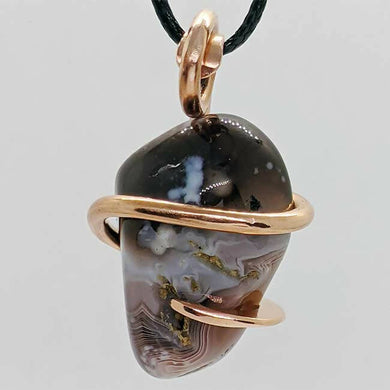 Arcane Moon - Copper Wrapped Banded Agate Pendant, Jewelry, Arcane Moon, Atrium 916 - Sacramento.Shop