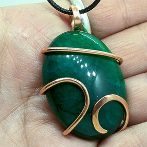 Arcane Moon - Cold forged Copper Wrapped Dragon Vein Agate Pendant, Jewelry, Arcane Moon, Atrium 916 - Sacramento.Shop