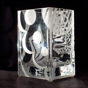 Peace Core Glass Art - Etched Glass Vase w/ Abstract Design, Home Decor, Peace Core Glass Art, Atrium 916 - Sacramento.Shop