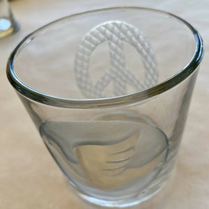 Peace Core Glass Art - Peace/Dove Etched Glass Candle Holder, Glasswork, Peace Core Glass Art, Atrium 916 - Sacramento.Shop