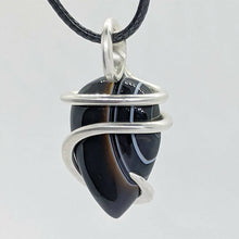 Load image into Gallery viewer, Arcane Moon - Sterling Silver Wrapped Banded Agate Pendant, Jewelry, Arcane Moon, Atrium 916 - Sacramento.Shop

