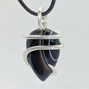 Arcane Moon - Sterling Silver Wrapped Banded Agate Pendant, Jewelry, Arcane Moon, Atrium 916 - Sacramento.Shop