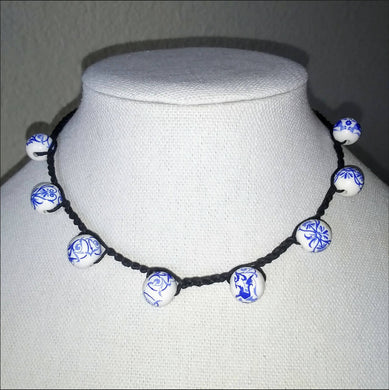Creations by Jennie J Malloy - Large Royal Blue Flower Bead Choker, Jewelry, Creations by Jennie J Malloy, Atrium 916 - Sacramento.Shop
