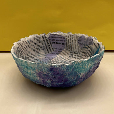 Paper Zen Designs - Purple / Blue Small Paper Mache Pulp Bowl, Home Decor, Paper Zen Designs, Atrium 916 - Sacramento.Shop