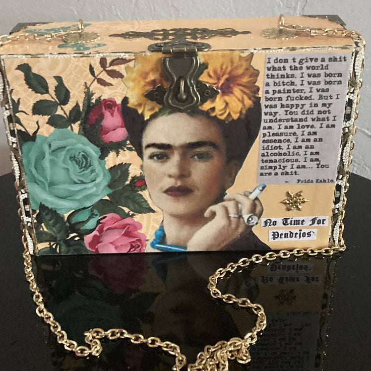 Maggie Devos - Upcycled Tobacco box purse - Frida Flowers & Butterflies, Fashion, Maggie Devos, Atrium 916 - Sacramento.Shop