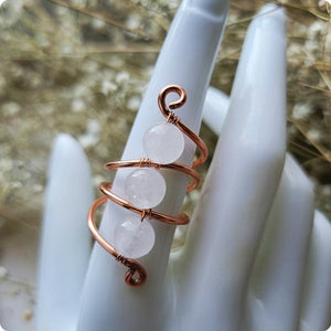 Island Girl Art - Wire Wrapped Ring - Moonstone Triad, Jewelry, Island Girl Art by Rhean, Atrium 916 - Sacramento.Shop