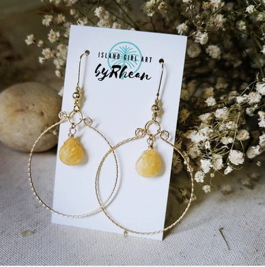 Island Girl Art - Natural Stone Earrings- Citrine Hoop, Jewelry, Island Girl Art by Rhean, Atrium 916 - Sacramento.Shop