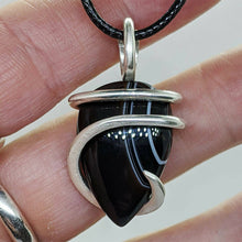 Load image into Gallery viewer, Arcane Moon - Sterling Silver Wrapped Banded Agate Pendant, Jewelry, Arcane Moon, Atrium 916 - Sacramento.Shop

