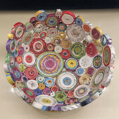 Paper Zen Designs - Medium 6” Rolled Coiled Magazine Bowl Multi-color, Home Decor, Paper Zen Designs, Atrium 916 - Sacramento.Shop