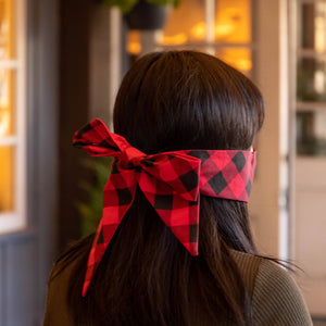 Yennie Zhou Designs - Red Checker Pattern Holiday Mask w/ Bow, Mask, Yennie Zhou Designs, Sacramento . Shop