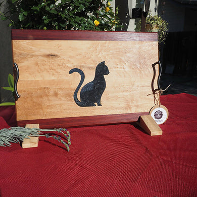 WCS Designs - Charcuterie/Serving board with Cat inlay, Wood Working, WCS Designs, Atrium 916 - Sacramento.Shop