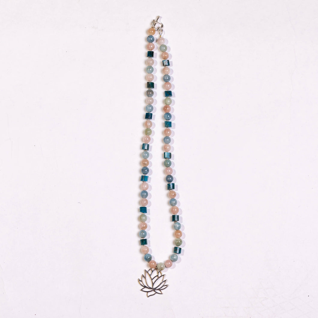 Lori Sparks- Aquamarine Lotus Necklace, Jewelry, Sparks by Beadologie, Sacramento . Shop