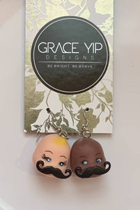 Grace Yip Designs- Mustache Baby earrings- together, Jewelry, Grace Yip Designs, Atrium 916 - Sacramento.Shop