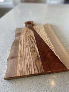 WCS Designs - Olive Wood Charcuterie board with epoxy inlay, Kitchen & Dishware, WCS Designs, Atrium 916 - Sacramento.Shop