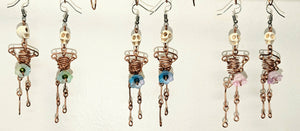 Stone Turner Creations - Skeleton Earrings with flower, Jewelry, Stone Turner Creations, Atrium 916 - Sacramento.Shop