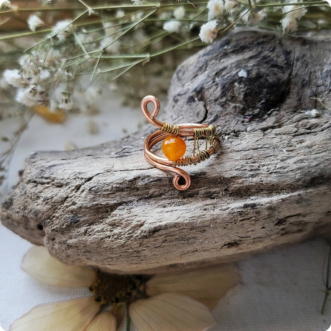 Island Girl Art - Wire Wrapped Ring-Orange Agate, Jewelry, Island Girl Art by Rhean, Atrium 916 - Sacramento.Shop