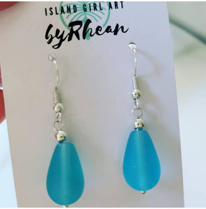 Island Girl Art - Sea Glass Earrings- Silver Mermaid Tears, Jewelry, Island Girl Art by Rhean, Atrium 916 - Sacramento.Shop
