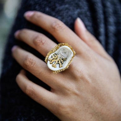 Succulent Sirens- Quartz Crystal Nest Ring, jewelry, Skye Bergen, Sacramento . Shop