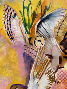 Edda Davila - Pink owls Painting 22”x30”, Wall Art, Edda Davila, Sacramento . Shop
