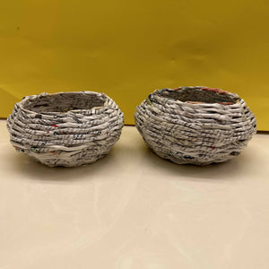 Paper Zen Designs - A Set of Two Paper Weaved Round Basket Containers, Home Decor, Paper Zen Designs, Atrium 916 - Sacramento.Shop