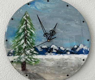 Tami’s Infinite Designs - Up-Cycled Record Wall Clock Pine in Snow, Wall Art, Tami’s Infinite Designs, Atrium 916 - Sacramento.Shop