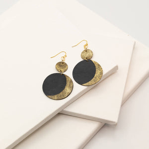 Susan Twining Creations - Gold and Black Crescent Moon Drop Earrings, Jewelry, Susan Twining Creations, Sacramento . Shop