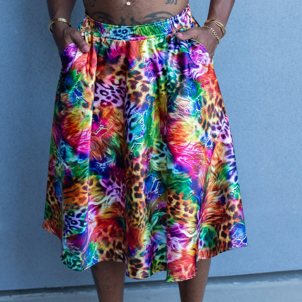 Maria Canta - Adult Midi Skirt in Rainbow Animal Print, Fashion, Maria Canta, Atrium 916 - Sacramento.Shop
