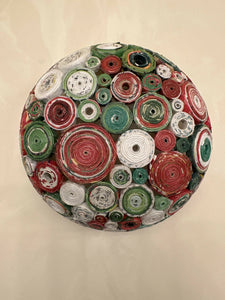 Paper Zen Designs - 6” Magazine Bowl Red / Green / White, Home Decor, Paper Zen Designs, Atrium 916 - Sacramento.Shop