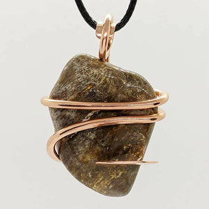 Arcane Moon - Copper Wrapped Agatized Petrified Wood Pendant, Jewelry, Arcane Moon, Atrium 916 - Sacramento.Shop