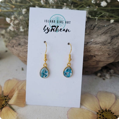 Island Girl Art - Pressed Flower Earrings - Micro Blue, Jewelry, Island Girl Art by Rhean, Atrium 916 - Sacramento.Shop