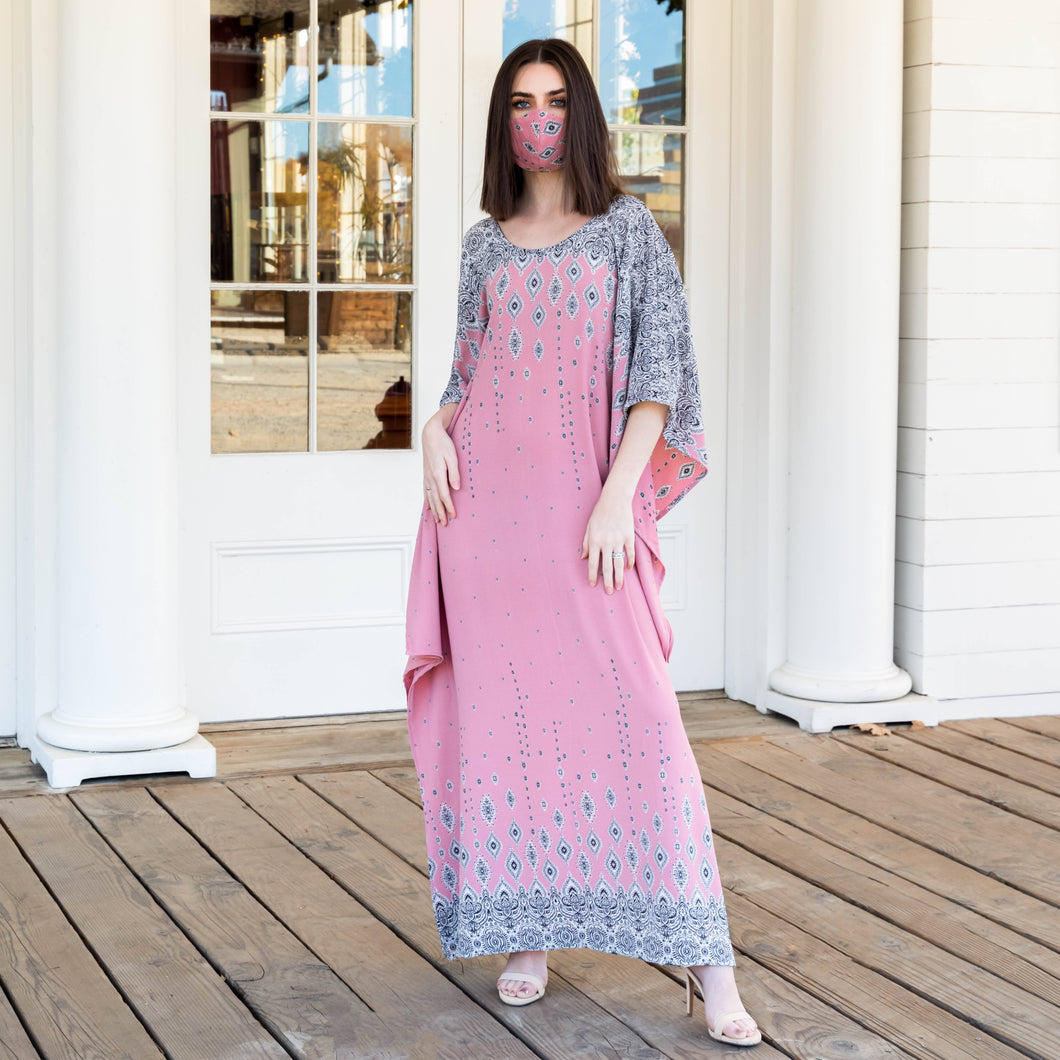 Yennie Zhou Designs - Royal Modern Elegant Rose Pink Maxi Kaftan Dress Atrium 916 - Sacramento.Shop Yennie Zhou Designs - Royal Modern Elegant Rose Pink Maxi Kaftan Dress Atrium 916 - Sacramento.Shop