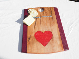 WCS Designs- Ambrosia Maple charcuterie board with red heart inlay, Kitchen & Dishware, WCS Designs, Atrium 916 - Sacramento.Shop