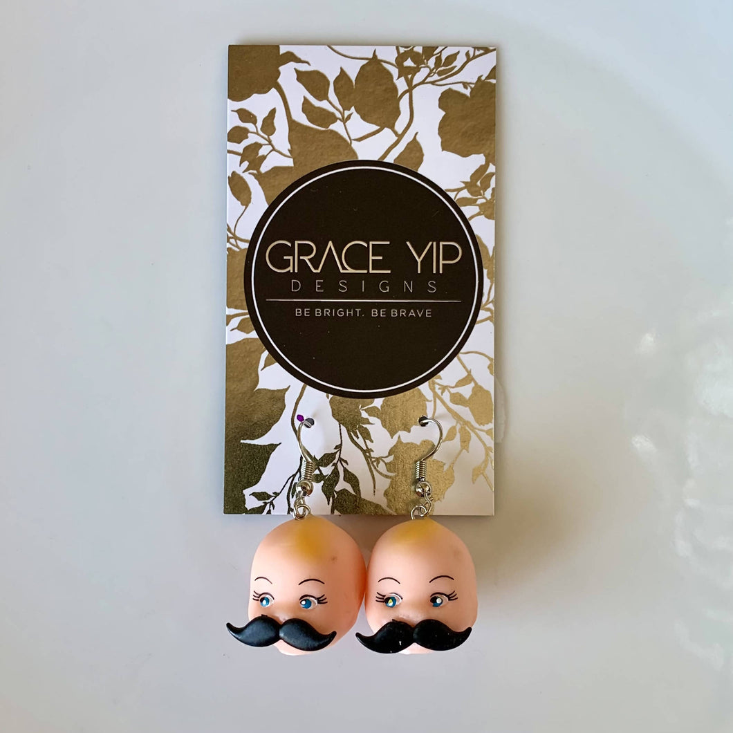 Grace Yip Designs- Mustache Baby earrings, Jewelry, Grace Yip Designs, Sacramento . Shop