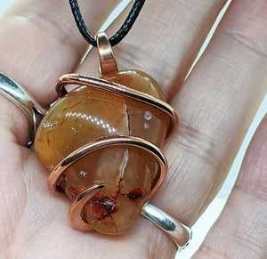 Arcane Moon - Cold forged Copper Wrapped Carnelian Pendant, Jewelry, Arcane Moon, Atrium 916 - Sacramento.Shop